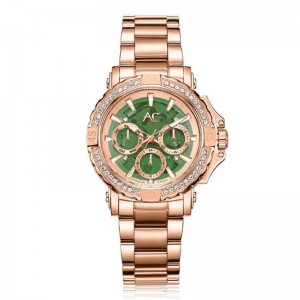 Alexandre Christie AC 9205 Rosegold Green Diamond Ring Lady BFBRGGNDR